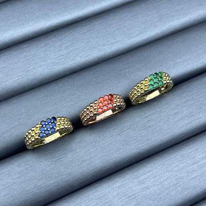 [Max Jewelry]NARROW BEADED RING WITH DIAMONDS