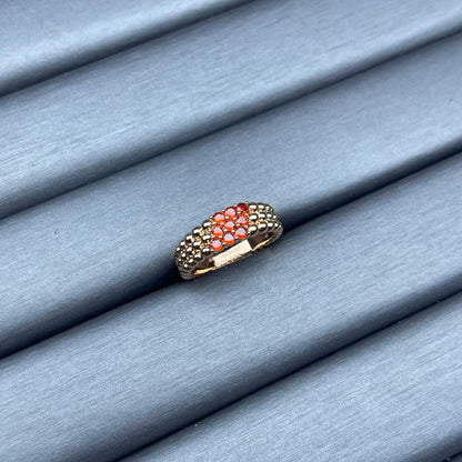 [Max Jewelry]NARROW BEADED RING WITH DIAMONDS