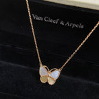 [Plus&Max]NEW ROSE GOLD WHITE MOTHER OF PEARL BUTTERFLY NECKLACE