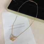 [Plus&Max]NEW ROSE GOLD WHITE MOTHER OF PEARL BUTTERFLY NECKLACE