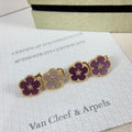 [Plus&Max]NEW PURPLE PLUM FRAGRANCE PLUM BLOSSOM GOLD EARRINGS
