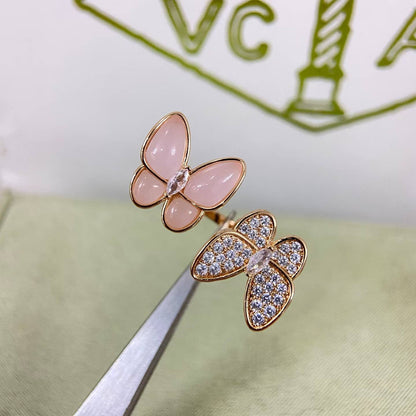 [Max Jewelry]TWIN BUTTERFLY NEW DIAMOND & PINK BUTTERFLY RING