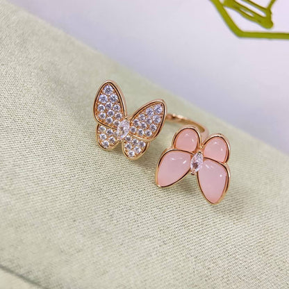 [Max Jewelry]TWIN BUTTERFLY NEW DIAMOND & PINK BUTTERFLY RING