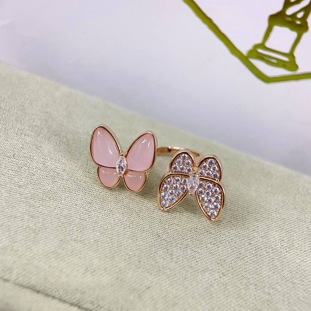 [Plus&Max]TWIN BUTTERFLY NEW DIAMOND & PINK BUTTERFLY RING