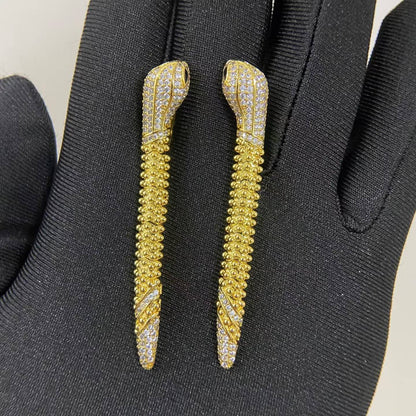 [Max Jewelry]DIAMOND-SET DEW DROP SERPENT SERIES SNAKE CLIP EARRINGS