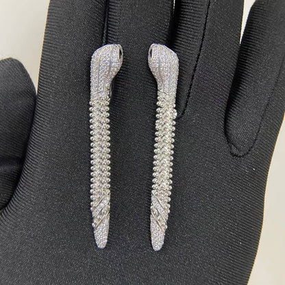 [Max Jewelry]DIAMOND-SET DEW DROP SERPENT SERIES SNAKE CLIP EARRINGS