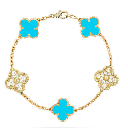 [Max Jewelry ] CLOVER 5 MOTIF TURQUOISE BRACELET COLLECTION