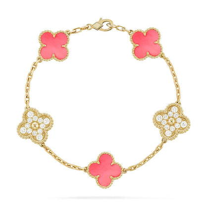 [Max Jewelry ] CLOVER 5 MOTIFS  PINK MOP BRACELET COLLECTION