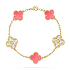 [Plus&Max]LUCKY CLOVER 5-MOTIF BRACELET - PINK MOTHER-OF-PEARL COLLECTION