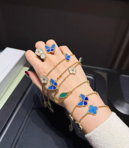 [Max Jewelry ]LUCKY SPRING GOLD BLUESTONE WHITE MOTHER-OF-PEARL BRACELET