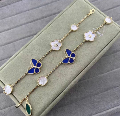 [Max Jewelry ]LUCKY SPRING GOLD BLUESTONE WHITE MOTHER-OF-PEARL BRACELET
