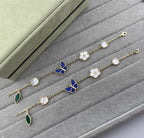 [Plus&Max ]LUCKY SPRING GOLD BLUESTONE WHITE MOTHER-OF-PEARL BRACELET