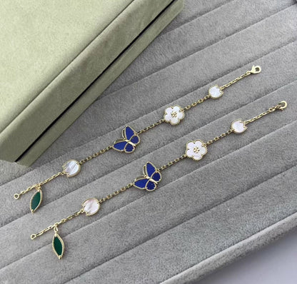[Max Jewelry ]LUCKY SPRING GOLD BLUESTONE WHITE MOTHER-OF-PEARL BRACELET