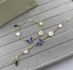 [Plus&Max ]LUCKY SPRING GOLD BLUESTONE WHITE MOTHER-OF-PEARL BRACELET