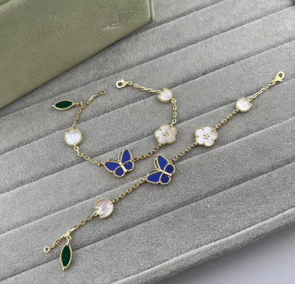 [Max Jewelry ]LUCKY SPRING GOLD BLUESTONE WHITE MOTHER-OF-PEARL BRACELET