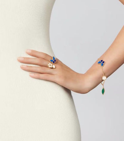 [Max Jewelry ]LUCKY SPRING GOLD BLUESTONE WHITE MOTHER-OF-PEARL BRACELET