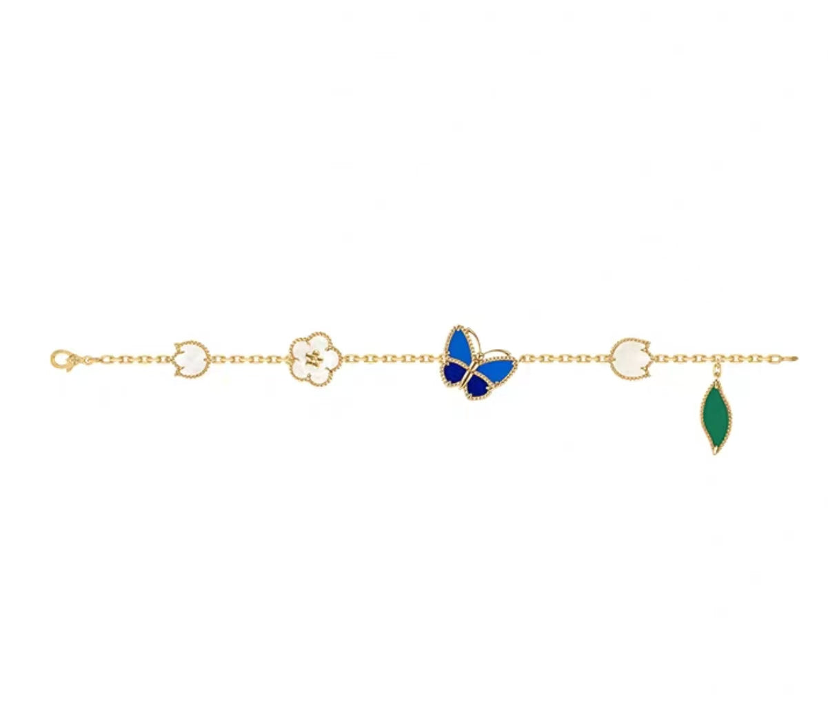 [Max Jewelry ]LUCKY SPRING GOLD BLUESTONE WHITE MOTHER-OF-PEARL BRACELET
