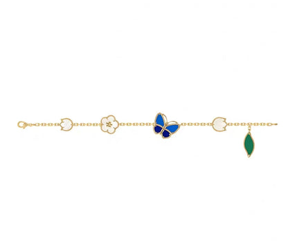 [Max Jewelry ]LUCKY SPRING GOLD BLUESTONE WHITE MOTHER-OF-PEARL BRACELET