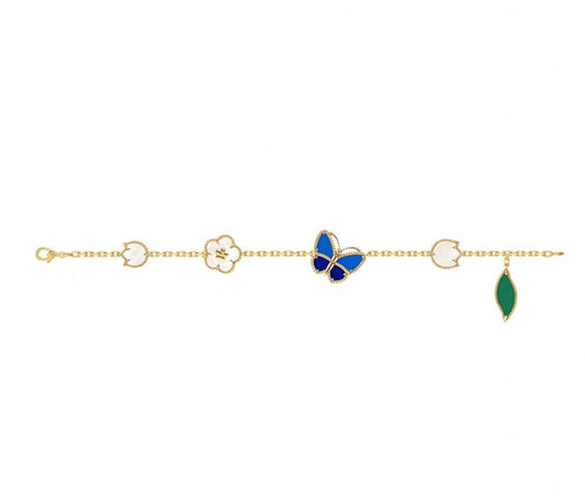 [Max Jewelry ]LUCKY SPRING GOLD BLUESTONE WHITE MOTHER-OF-PEARL BRACELET