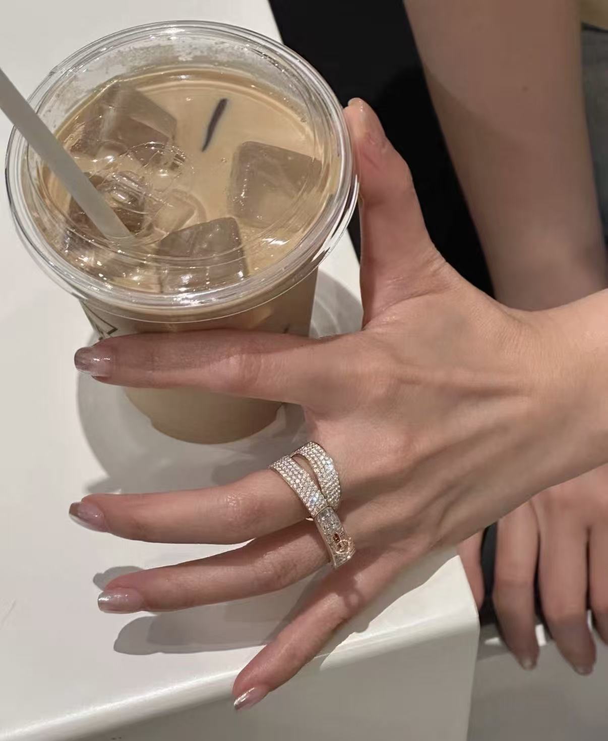 [Max Jewelry]NEW STYLE FULL CIRCLE DOUBLE DIAMOND RING