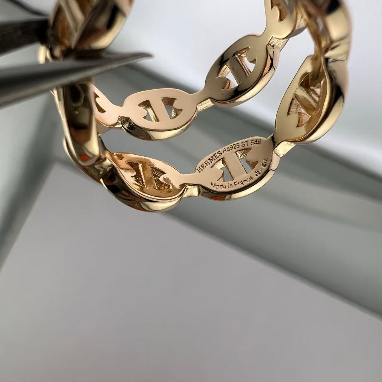 [Max Jewelry]GLOSSY FINISH SQUARE COMBINATION DOUBLE-LAYER PIG NOSE RING