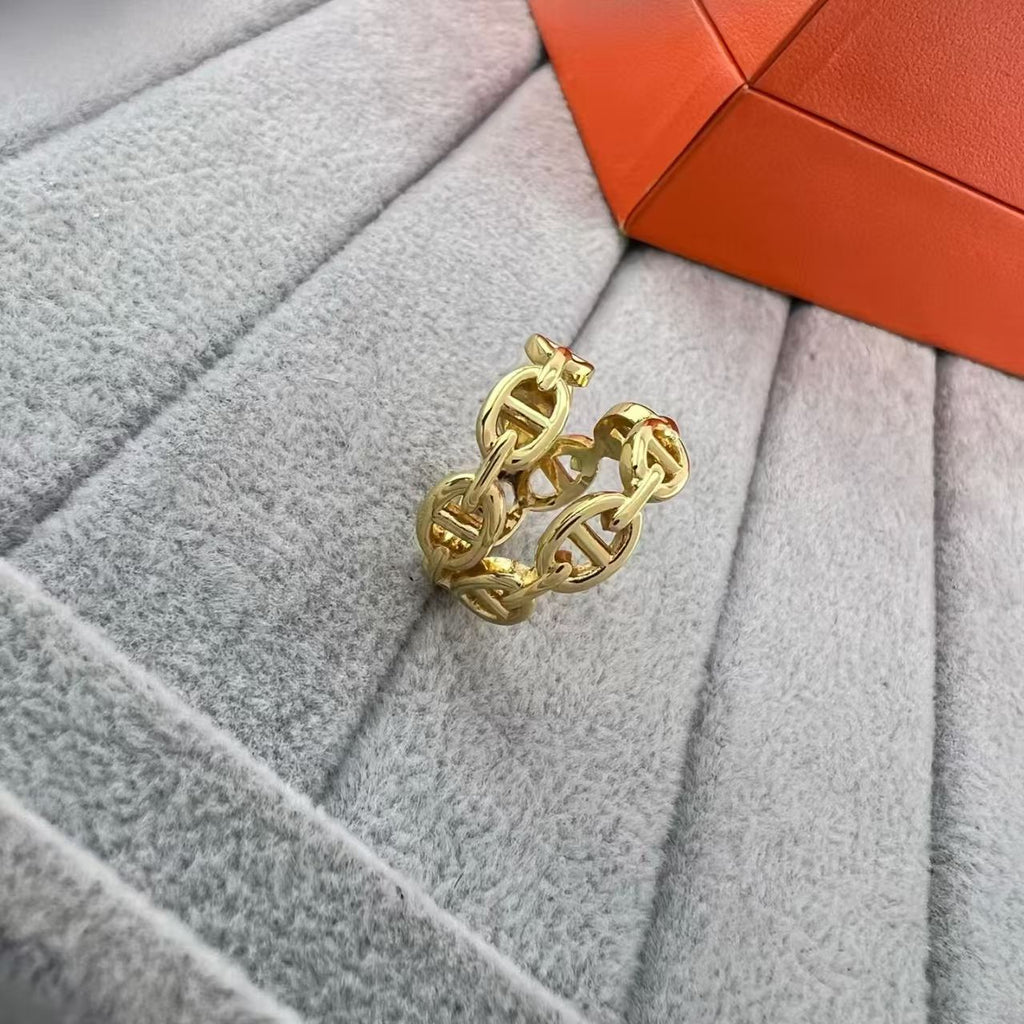 [Plus&Max]GLOSSY FINISH SQUARE COMBINATION DOUBLE-LAYER PIG NOSE RING