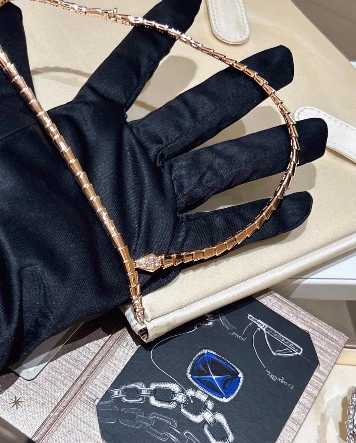 [Max Jewelry]SERPENTI VIPER SERIES ROSE GOLD SNAKE NECKLACE