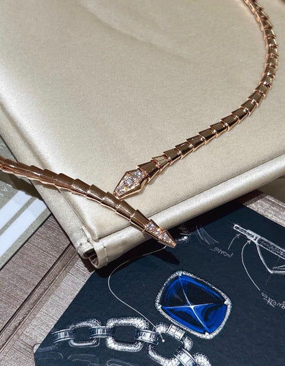 [Max Jewelry]SERPENTI VIPER SERIES ROSE GOLD SNAKE NECKLACE