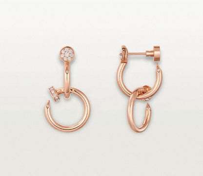 [Max Jewelry]NAIL COLLECTION DIAMOND SET DOUBLE HOOP EARRINGS