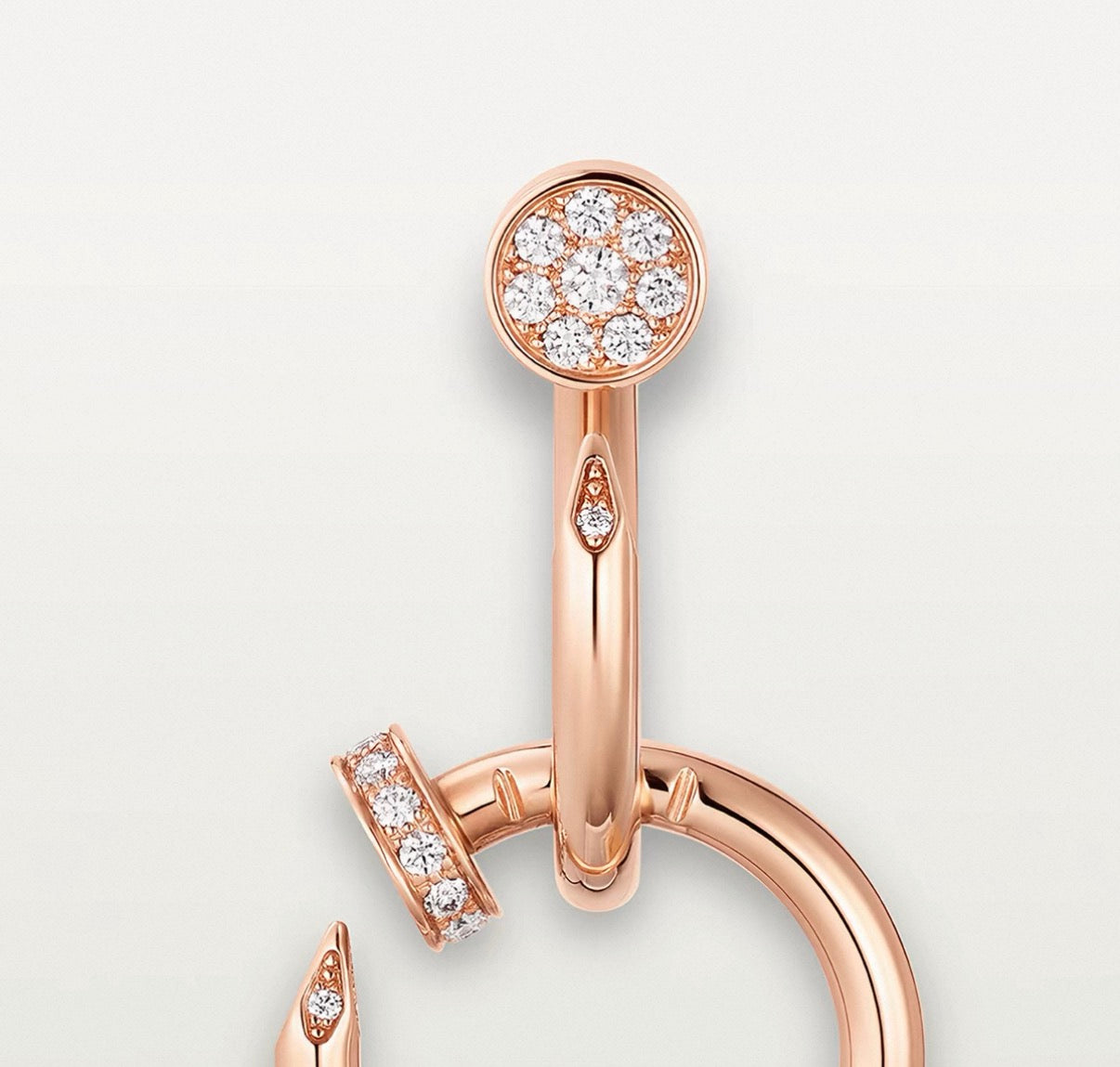 [Max Jewelry]NAIL COLLECTION DIAMOND SET DOUBLE HOOP EARRINGS