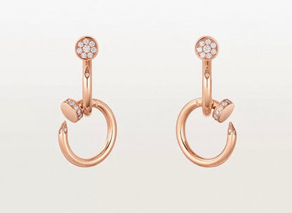 [Max Jewelry]NAIL COLLECTION DIAMOND SET DOUBLE HOOP EARRINGS