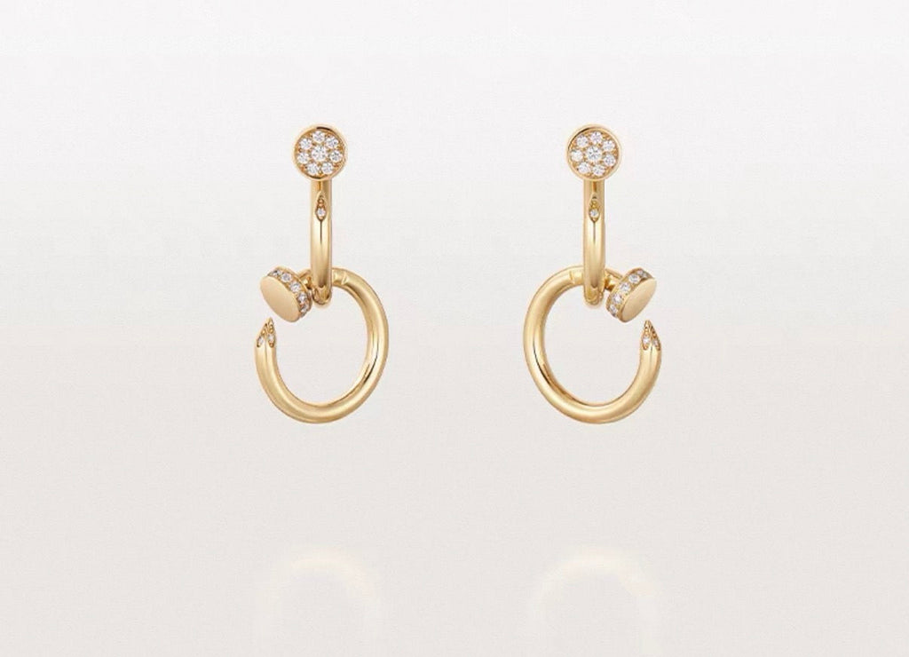 [Plus&Max]NAIL COLLECTION DIAMOND SET DOUBLE HOOP EARRINGS