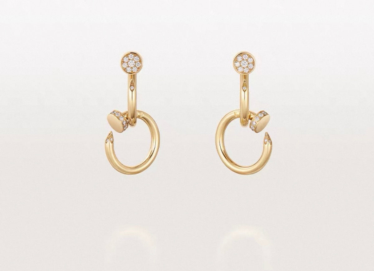 [Plus&Max]NAIL COLLECTION DIAMOND SET DOUBLE HOOP EARRINGS