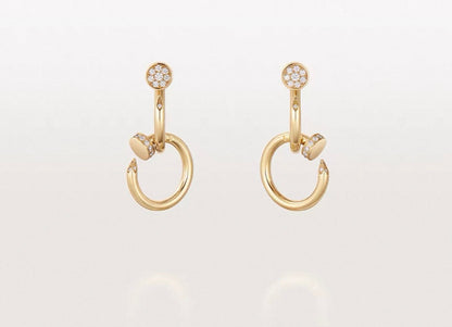 [Max Jewelry]NAIL COLLECTION DIAMOND SET DOUBLE HOOP EARRINGS