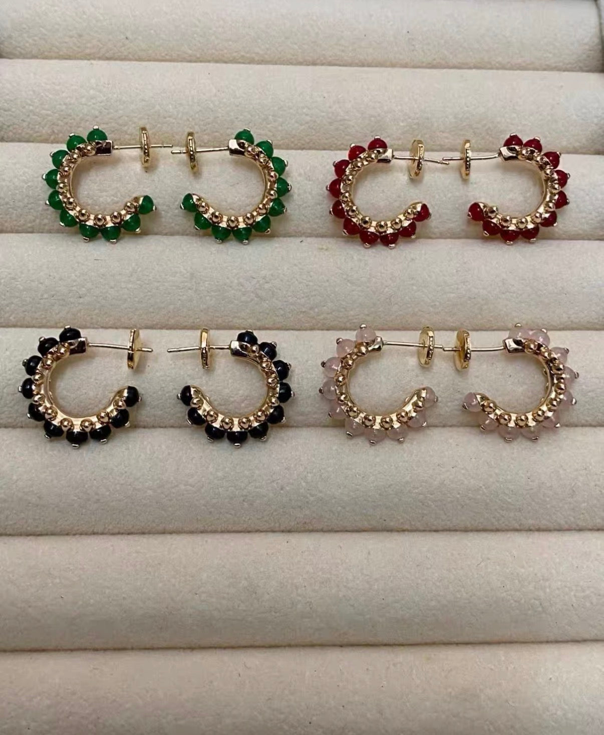 [Max Jewelry]CLASH COLLECTION AGATE CHALCEDONY STUD EARRINGS