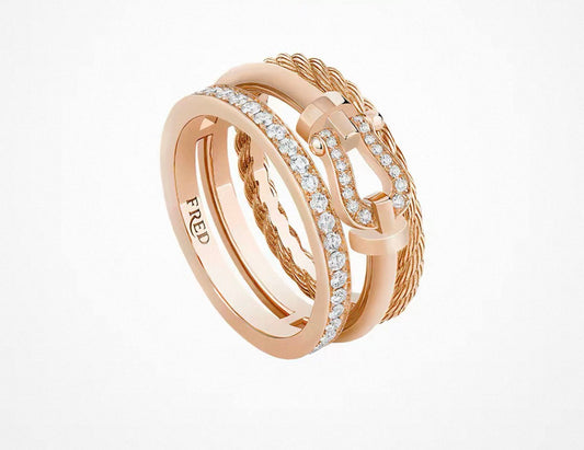 [Max Jewelry]FORCE 10 RISE SERIES LARGE-SIZED 18K GOLD HALF-SET DIAMOND RING