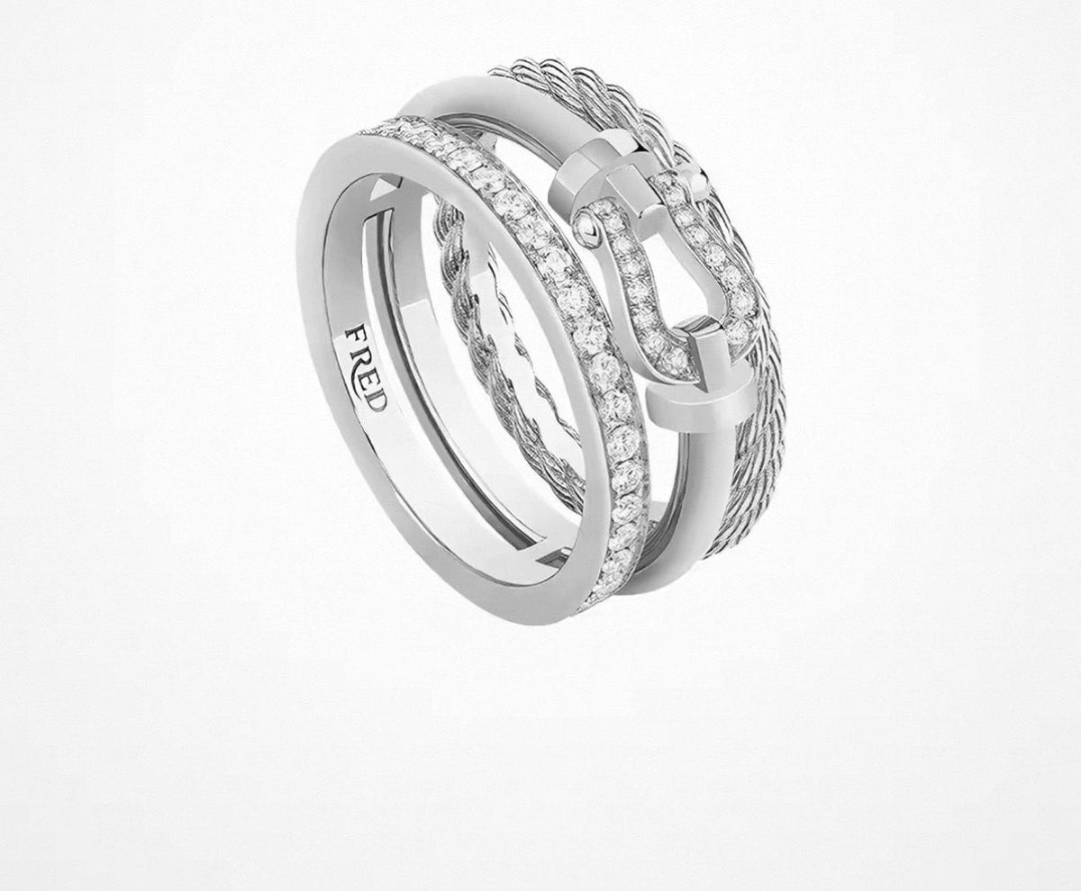 [Plus&Max]FORCE 10 RISE SERIES LARGE-SIZED 18K GOLD HALF-SET DIAMOND RING