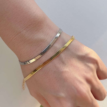 [Max Jewelry ]Flat Snake Bone Chain Blade Necklace