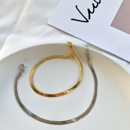 [Max Jewelry ]Flat Snake Bone Chain Blade Necklace
