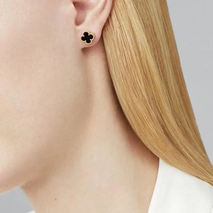 [Max Jewelry ]CLOVER MINI 9.5MM BLACK MOP EARRINGS