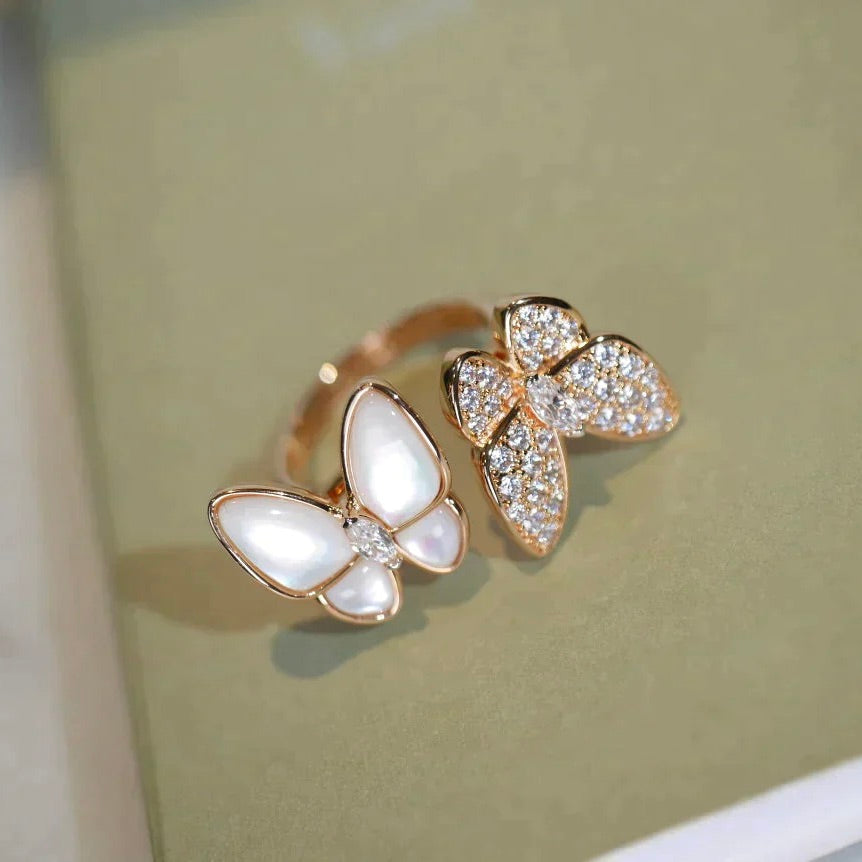 [Max Jewelry ]TWIN BUTTERFLY DIAMOND MOP RING
