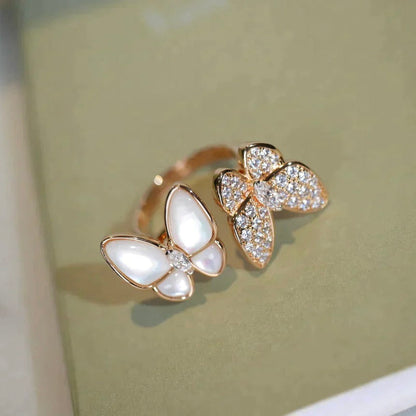 [Max Jewelry ]TWIN BUTTERFLY DIAMOND MOP RING