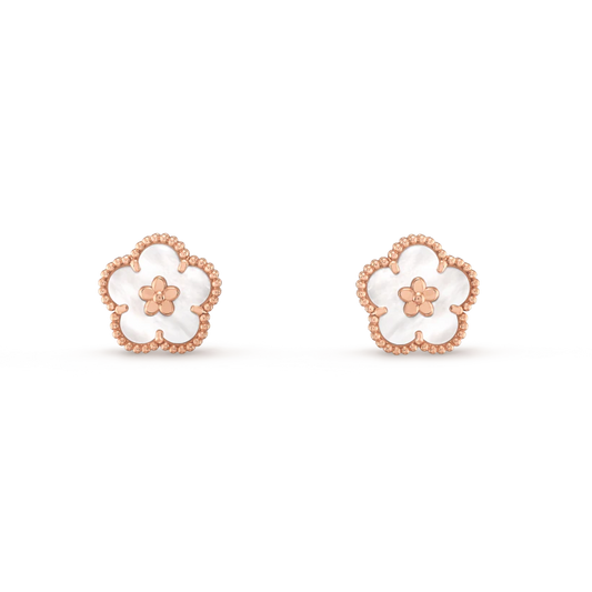 [Max Jewelry ]LUCKY PINK GOLD WHITE MOP EARRINGS