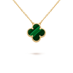 [Plus&Max]CLOVER 15MM MALACHITE SINGLE FLOWER  NECKLACE