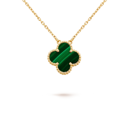 [Plus&Max]CLOVER 15MM MALACHITE SINGLE FLOWER  NECKLACE