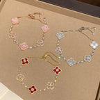 [Plus&Max]CLOVER 5 MOTIF PINK BLUE RED WHITE BRACELET