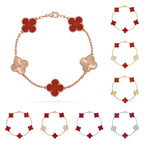 [Plus&Max]LUCKY CLOVER 5-MOTIF BRACELET - RED CARNELIAN COLLECTION