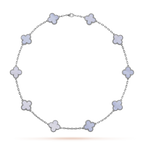 [Plus&Max]CLOVER 10 MOTIFS BLUE CHALCEDONY NECKLACE