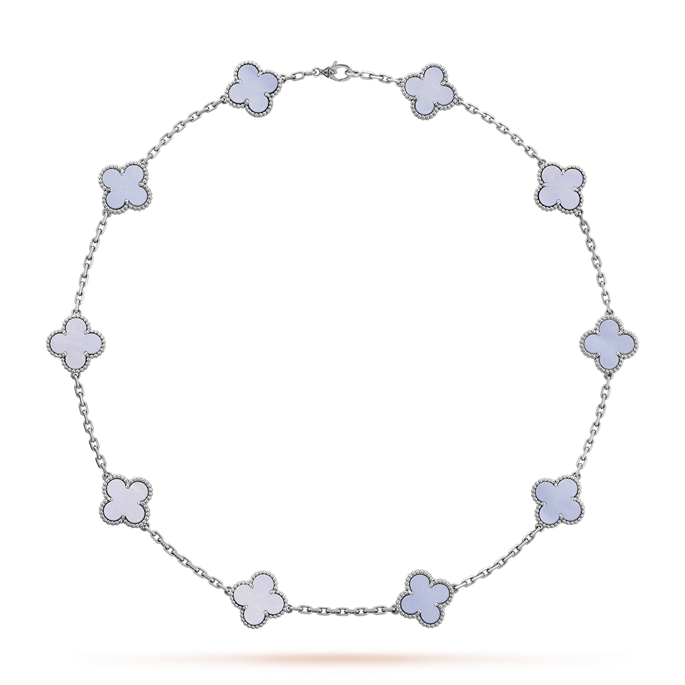 [Max Jewelry ]CLOVER 10 MOTIFS BLUE CHALCEDONY NECKLACE