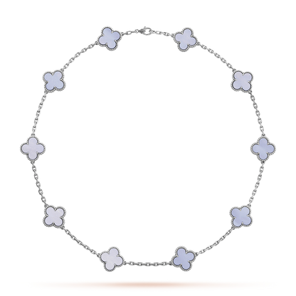[Max Jewelry ]CLOVER 10 MOTIFS BLUE CHALCEDONY NECKLACE